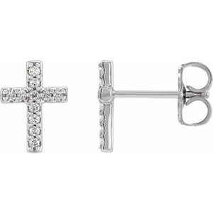 14K White Gold .04 CTW Natural Diamond Cross Single Earring