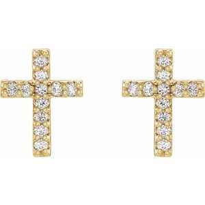 14K Yellow Gold .05 CTW Natural Diamond Cross Earrings