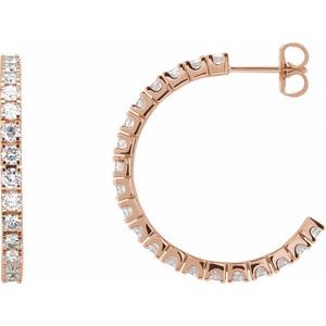 14K Rose Gold 2 1/5 CTW Lab-Grown Diamond 27.7 mm Hoop Earrings