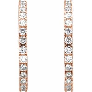 14K Rose Gold 2 1/5 CTW Lab-Grown Diamond 27.7 mm Hoop Earrings