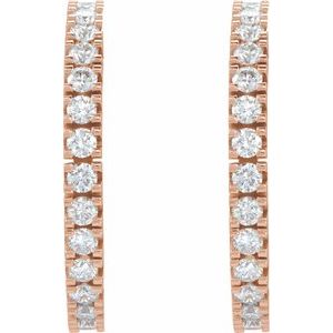 14K Rose Gold 1/2 CTW Lab-Grown Diamond 17.6 mm Hoop Earrings
