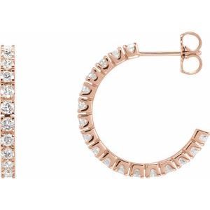 14K Rose Gold 1 CTW Lab-Grown Diamond 20.5 mm Hoop Earrings