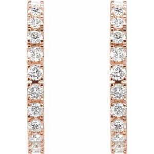 14K Rose Gold 1 CTW Lab-Grown Diamond 20.5 mm Hoop Earrings