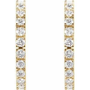 14K Yellow Gold 1 CTW Natural Diamond 20.5 mm Hoop Earrings