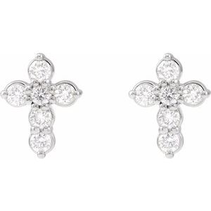 Sterling Silver 1/6 CTW Natural Diamond Cross Earrings