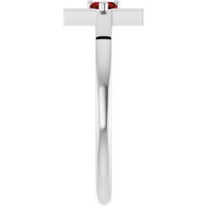 Sterling Silver Natural Mozambique Garnet Heart Cross Ring