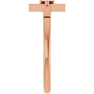 14K Rose Gold Natural Mozambique Garnet Heart Cross Ring