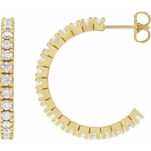 14K Yellow Gold 1 5/8 CTW Lab-Grown Diamond 24.7 mm Hoop Earrings