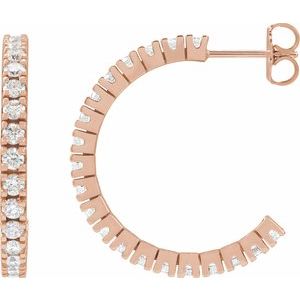14K Rose Gold 1 5/8 CTW Lab-Grown Diamond 24.7 mm Hoop Earrings