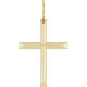 18K Yellow Gold-Plated Sterling Silver Knife-Edge Cross Charm/Pendant