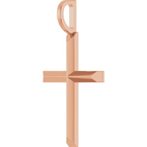 14K Rose Gold Knife-Edge Cross Charm/Pendant