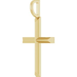 18K Yellow Gold-Plated Sterling Silver Knife-Edge Cross Charm/Pendant