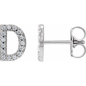14K White Gold .06 CTW Natural Diamond Initial D Earring