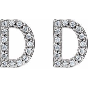 14K White Gold 1/6 CTW Natural Diamond Initial D Earrings