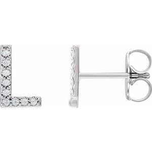 14K White Gold .04 CTW Natural Diamond Initial L Earring