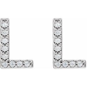 14K White Gold .07 CTW Natural Diamond Initial L Earrings