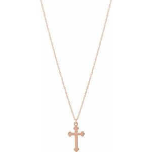 14K Rose Gold Cross 18" Necklace