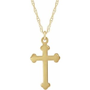 14K Yellow Gold Cross 18" Necklace