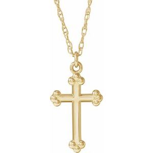 14K Yellow Gold Cross 18" Necklace