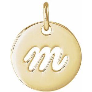 14K Yellow Gold Script Initial M Pendant