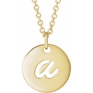 14K Yellow Gold Script Initial A 16-18" Necklace