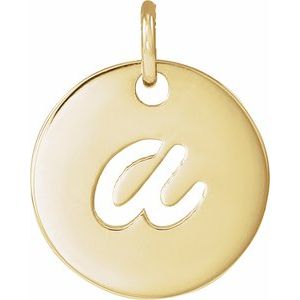 14K Yellow Gold Script Initial A Pendant