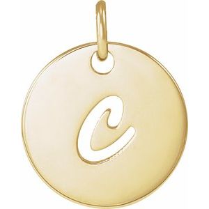 14K Yellow Gold Script Initial C Pendant