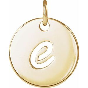 14K Yellow Gold Script Initial E Pendant