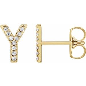 14K Yellow Gold .07 CTW Natural Diamond Initial Y Earrings