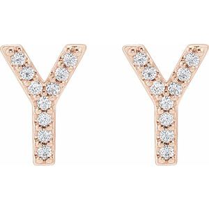 14K Rose Gold .07 CTW Natural Diamond Initial Y Earrings