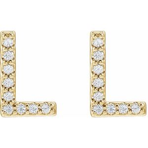 14K Yellow Gold .07 CTW Natural Diamond Initial L Earrings