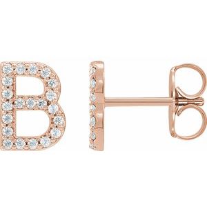 14K Rose Gold 1/5 CTW Natural Diamond Initial B Earrings