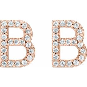 14K Rose Gold 1/5 CTW Natural Diamond Initial B Earrings