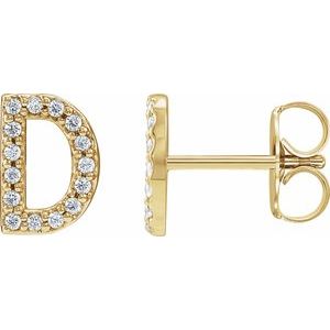 14K Yellow Gold .06 CTW Natural Diamond Initial D Earring
