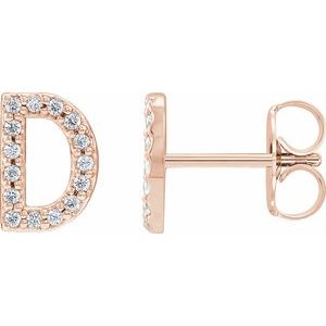 14K Rose Gold 1/6 CTW Natural Diamond Initial D Earrings