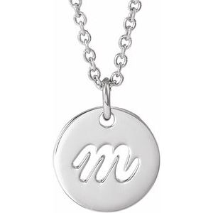 Platinum Script Initial M 16-18" Necklace