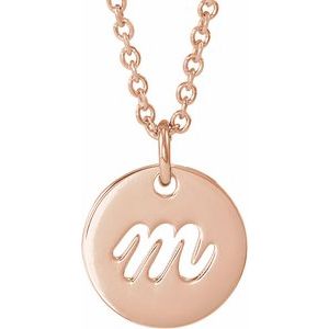 14K Rose Gold Script Initial M 16-18" Necklace