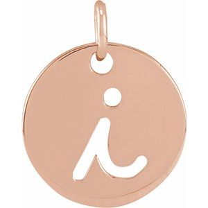 14K Rose Gold Script Initial I Pendant