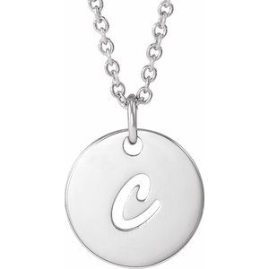 Platinum Script Initial C 16-18" Necklace