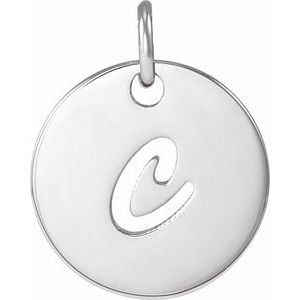 Platinum Script Initial C Pendant