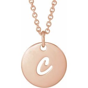 14K Rose Gold Script Initial C 16-18" Necklace