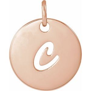 14K Rose Gold Script Initial C Pendant