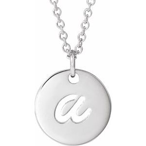 14K White Gold Script Initial A 16-18" Necklace