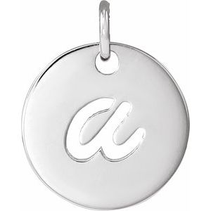 14K White Gold Script Initial A Pendant