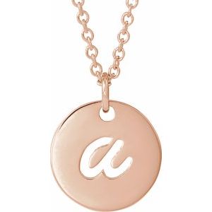 14K Rose Gold Script Initial A 16-18" Necklace