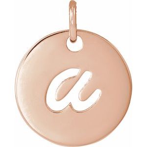 14K Rose Gold Script Initial A Pendant