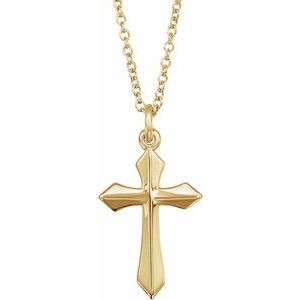 18K Yellow Gold-Plated Sterling Silver Cross 18" Necklace