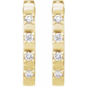 14K Yellow Gold 1/10 CTW Natural Diamond 14 mm Hoop Earrings