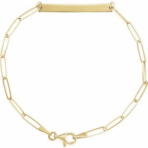 14K Yellow Engravable Bar 7" Bracelet