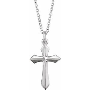 14K White Gold Cross 18" Necklace